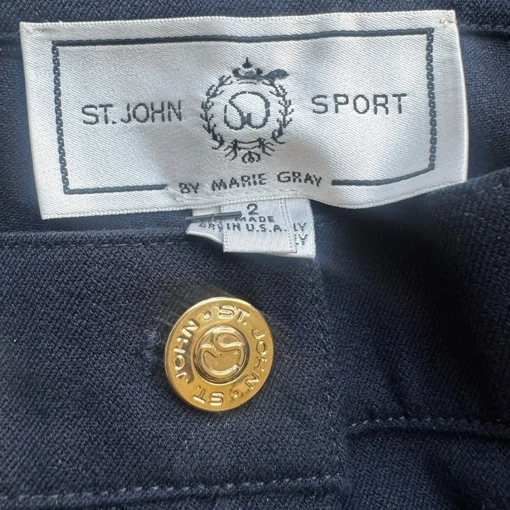St John Sport Straight-Leg Black Dress Pants with Gold Accent - Picture 4 of 6